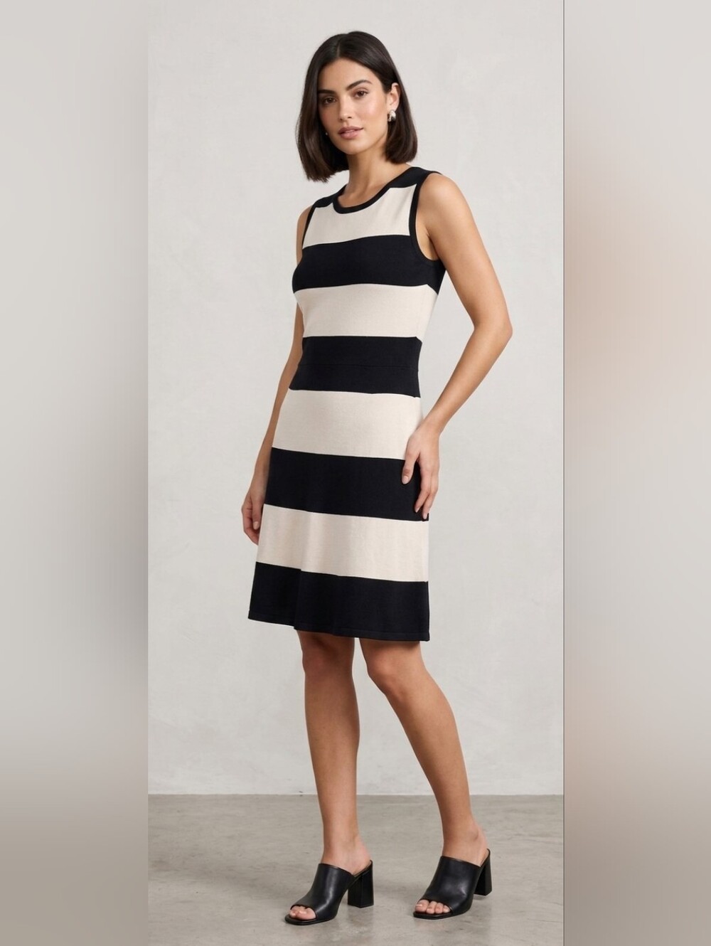 159. Julian Taylor Striped Sleeveless Knit Dress